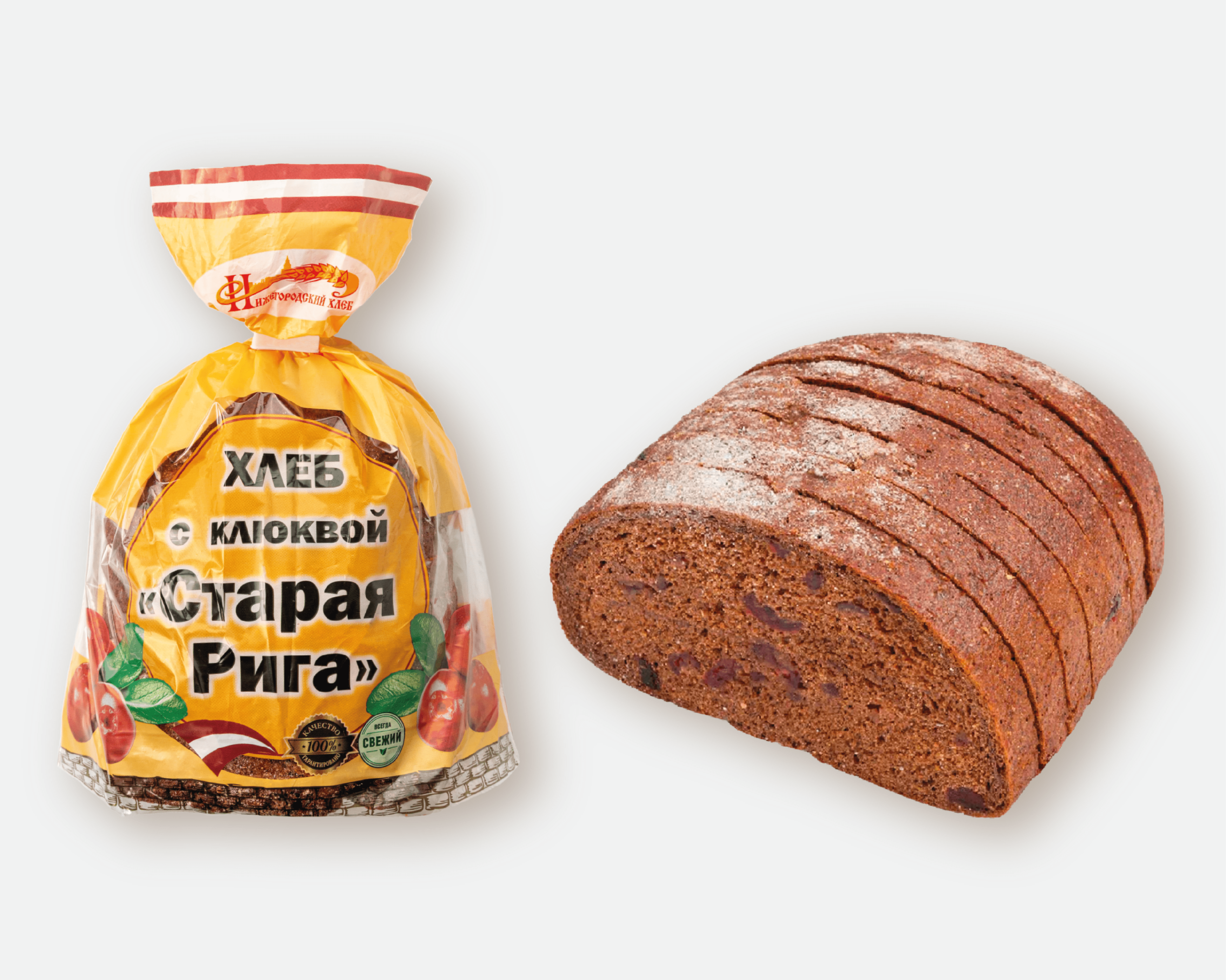 Хлеб «Старая Рига» с клюквой (нарезанная часть изделия)